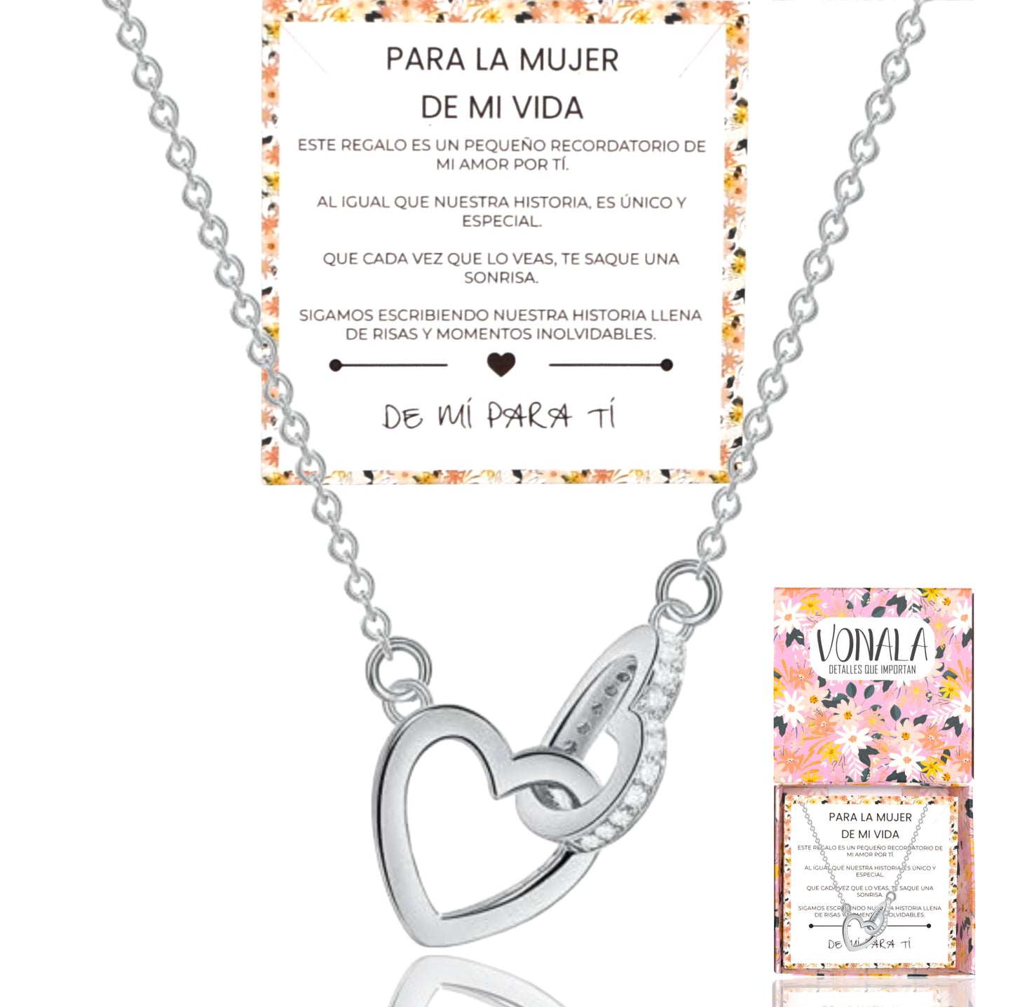 ¡El regalo perfecto para Mamá! Collar de Corazones Entrelazados
