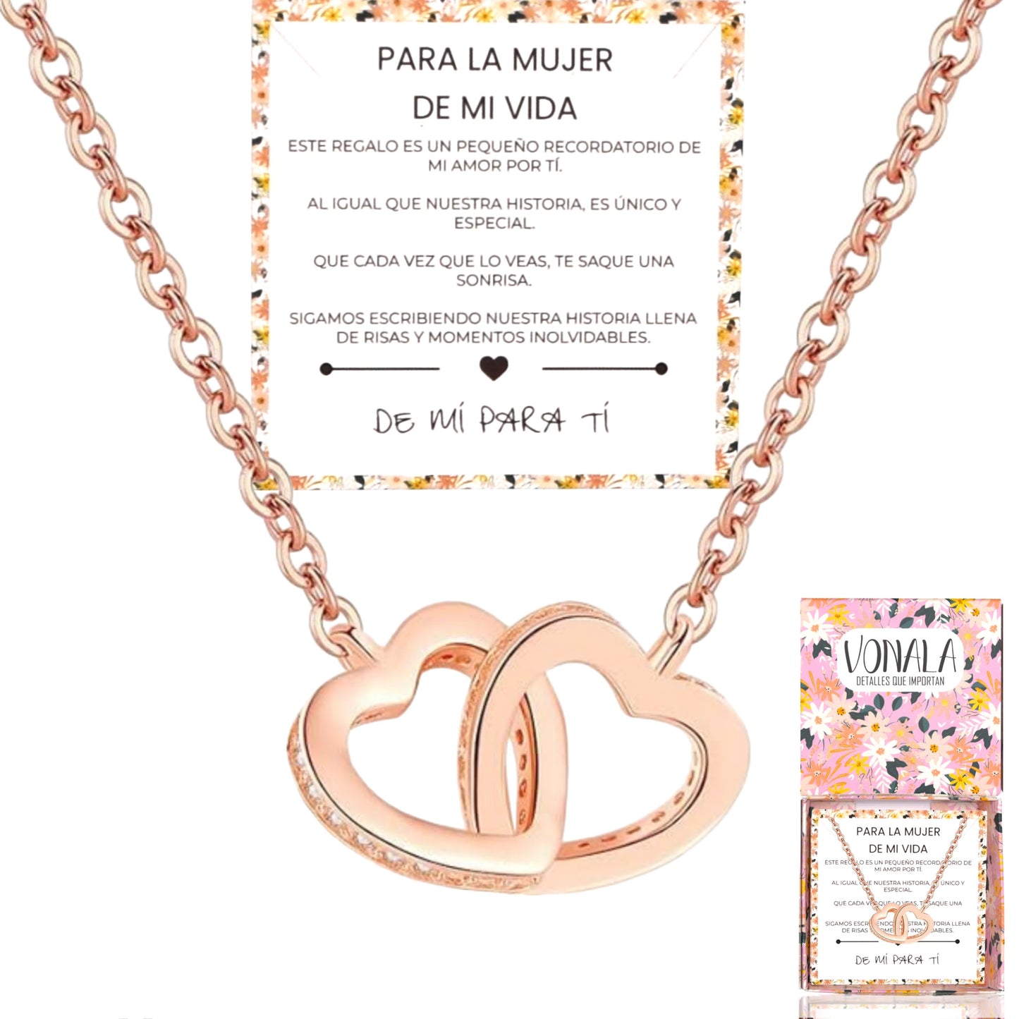 ¡El regalo perfecto para Mamá! Collar de Corazones Entrelazados