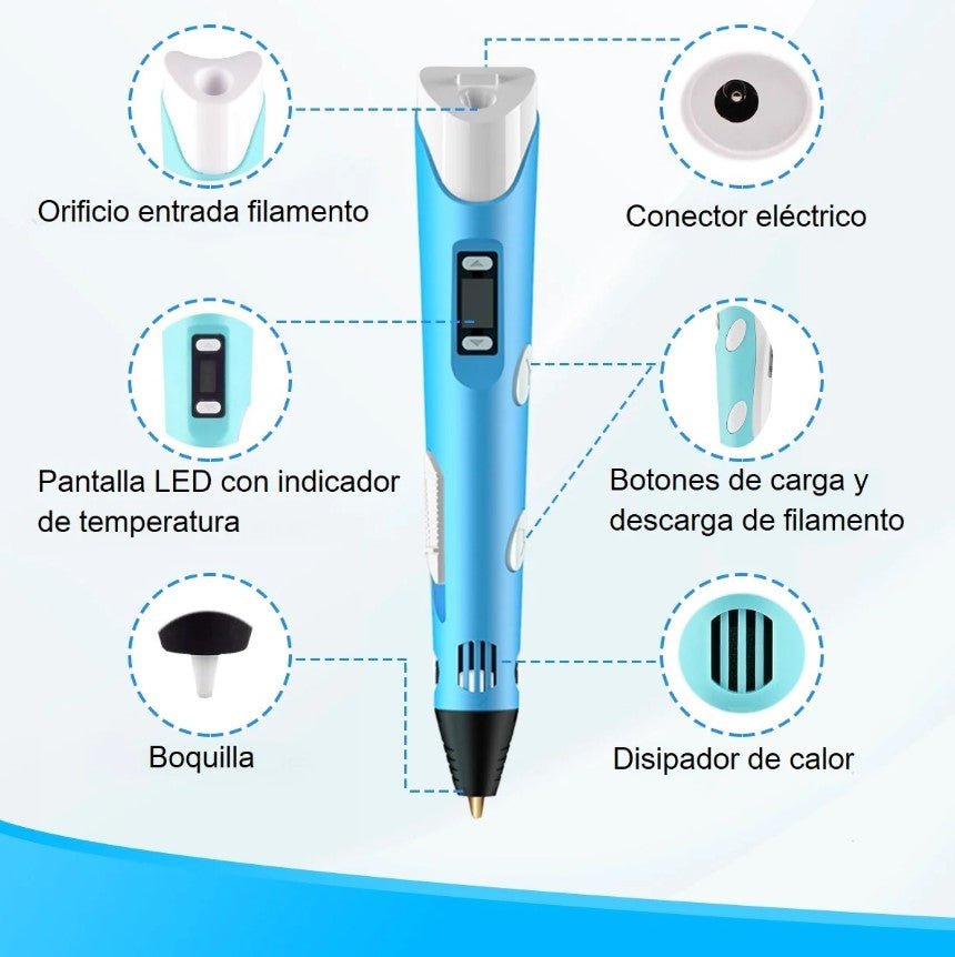 Bolígrafo 3D para Niños - Juguete Educativo Creativo y Divertido