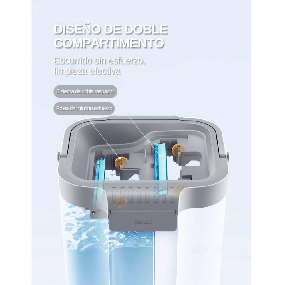 Mopa Fregona con Cubo Escurridor ComfortClean para Limpiar Azulejos, Suelos y Paredes