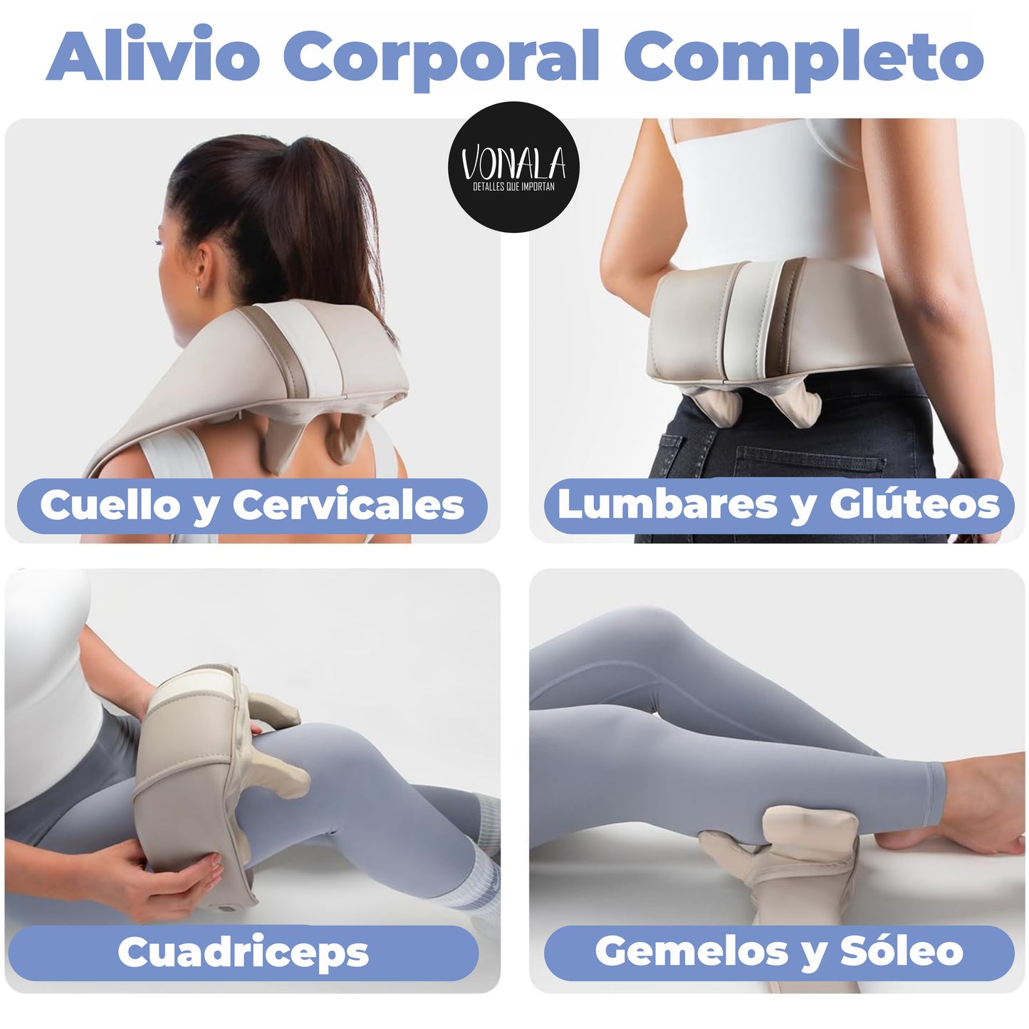 Masajeador Cervical y Espalda Muscular 5 Posiciones BodyEase 360 Vonala, Masajeador de Cuello y Hombros