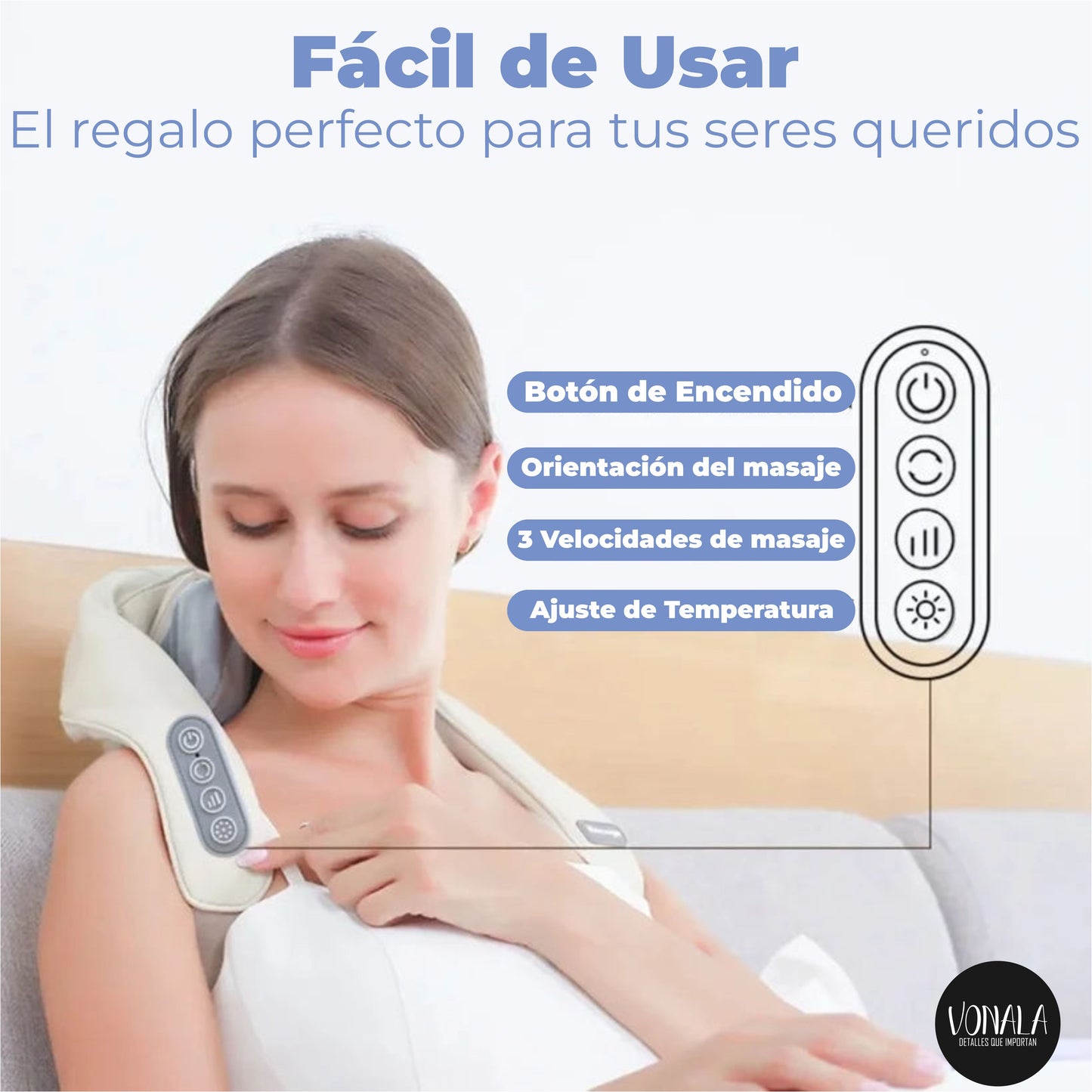 Masajeador Cervical y Espalda Muscular 5 Posiciones BodyEase 360 Vonala, Masajeador de Cuello y Hombros