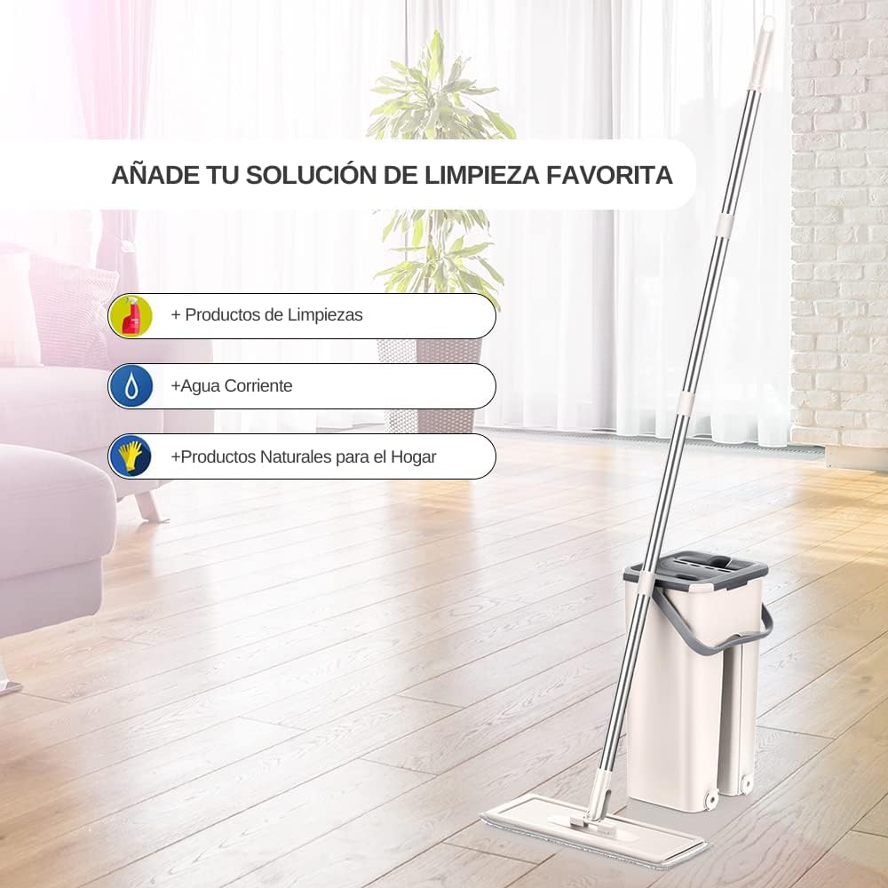 Mopa Fregona con Cubo Escurridor Vonala, para Limpieza de Suelos, Azulejos y Paredes