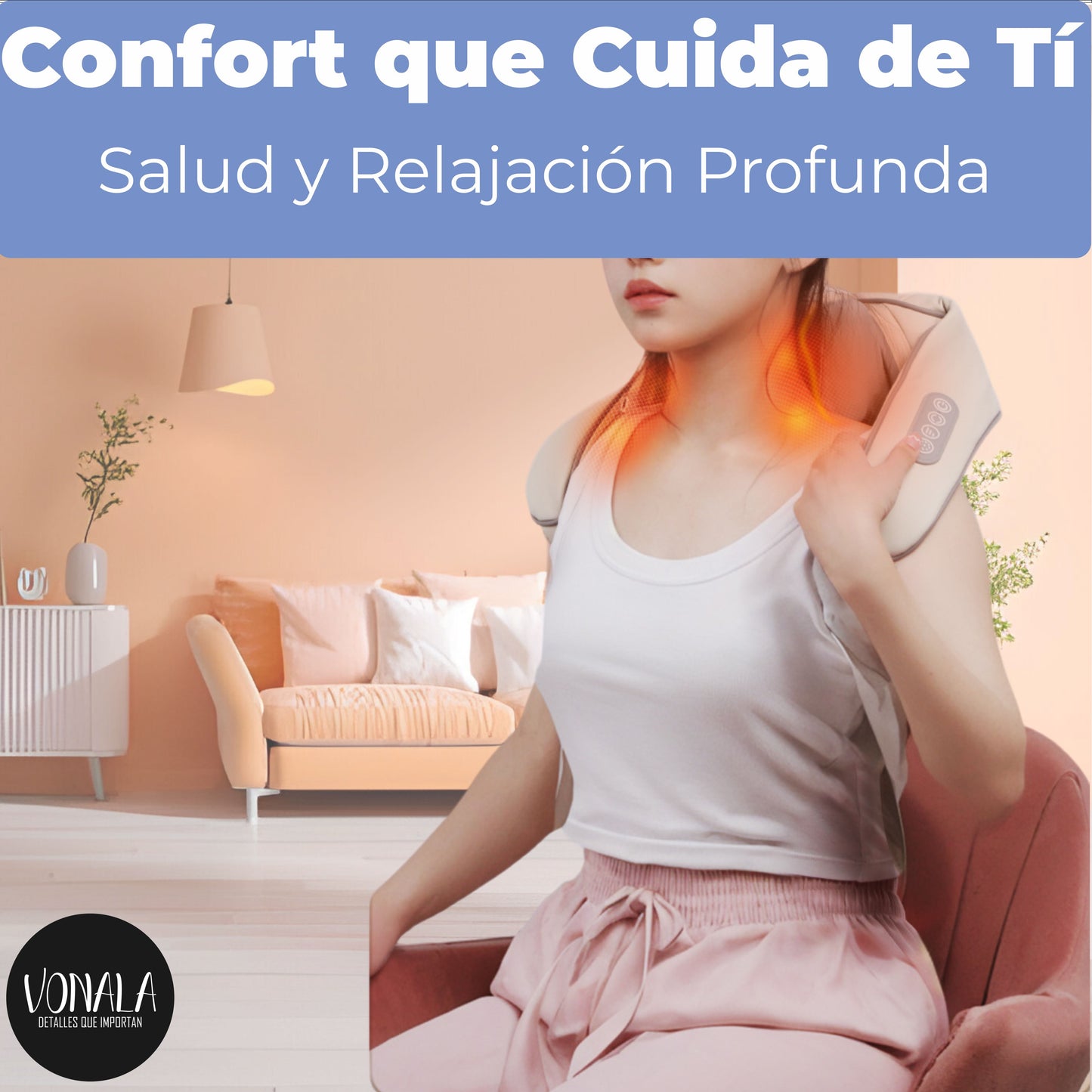 Masajeador Cervical y Espalda Muscular 5 Posiciones BodyEase 360 Vonala, Masajeador de Cuello y Hombros
