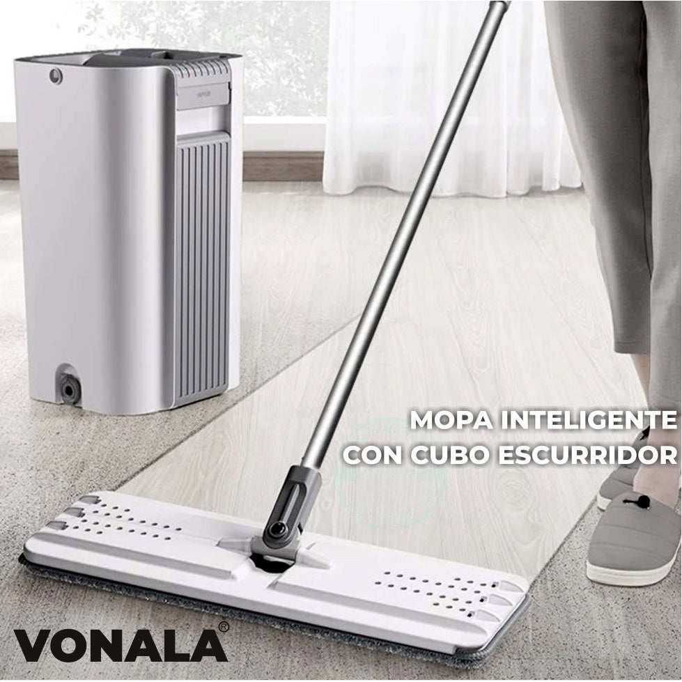 Mopa Fregona con Cubo Escurridor ComfortClean para Limpiar Azulejos, Suelos y Paredes