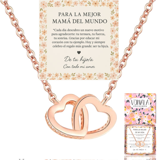 ¡El regalo perfecto para Mamá! Collar de Corazones Entrelazados