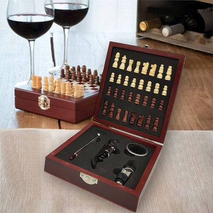 Set de Accesorios de Vino y Ajedrez con Guía de Maridaje Perfecto: El Regalo Original para Hombre
