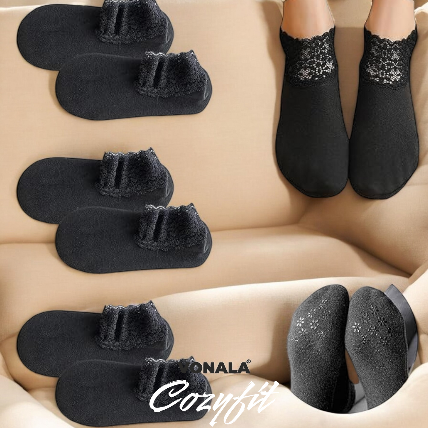 Pack de 7 Pares de Calcetines Calentadores de Encaje Cozyfit. 7 Pares + 1 GRATIS