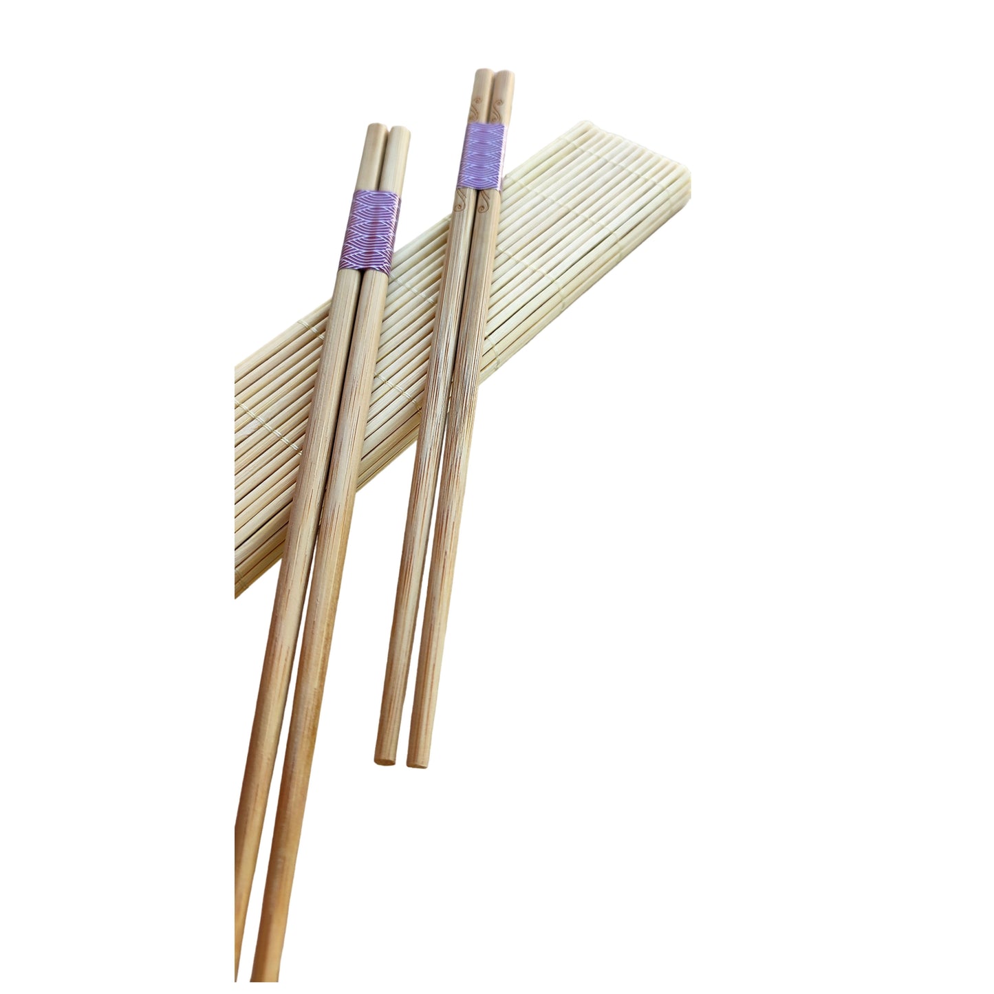 Set de 2 Juegos de Palillos de Bambú + Esterilla de Bambú